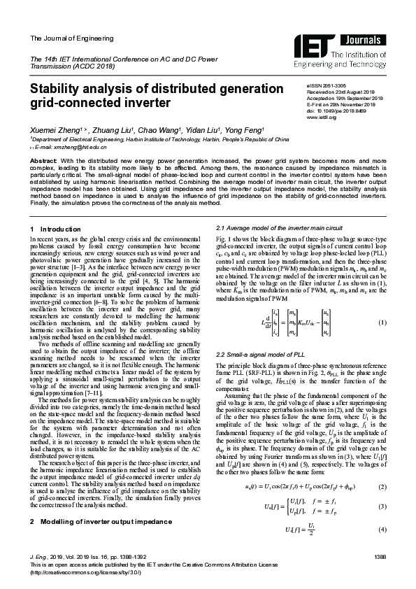 (PDF) Stability analysis of a distributed generation based microgrid ...