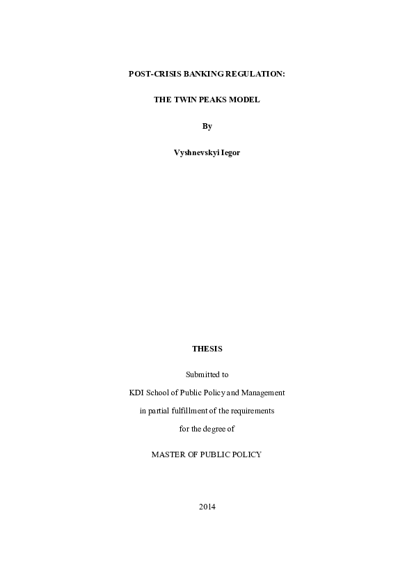 (PDF) Post-crisis banking regulation