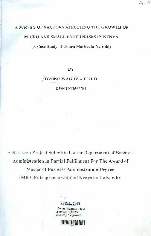 (PDF) A survey of factors affecting the growth of micro and small ...