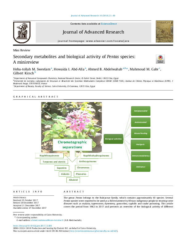 (PDF) {"__content__"=>"Secondary metabolites and biological activity of ...