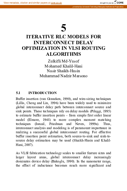 (PDF) Iterative RLC Models for Interconnect Delay Optimization in Vlsi ...