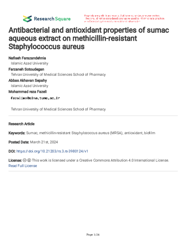 (PDF) Antibacterial and antioxidant properties of sumac aqueous extract ...