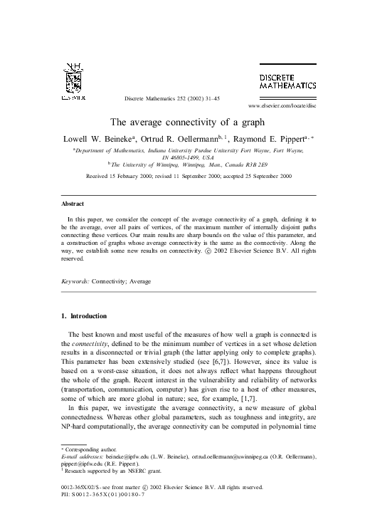 (PDF) The average connectivity of a graph