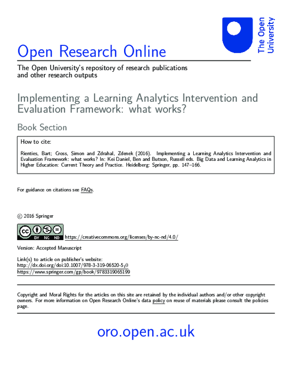 (PDF) Implementing a Learning Analytics Intervention and Evaluation ...