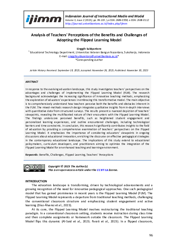 (PDF) Analysis of Teachers' Perceptions of the Benefits and Challenges ...