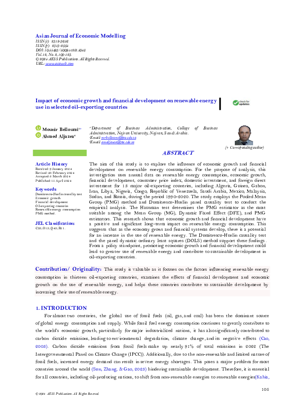 (PDF) Impact of economic growth and financial development on renewable ...