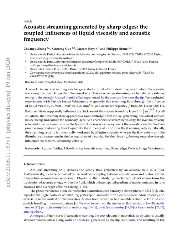 (PDF) Acoustic streaming generated by sharp edges: the coupled ...