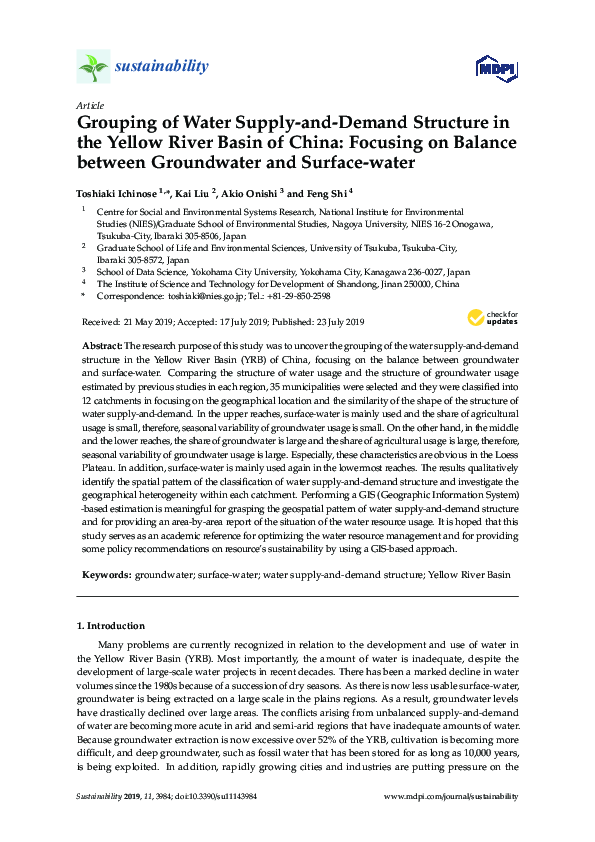 (PDF) Grouping of Water Supply-and-Demand Structure in the Yellow River ...