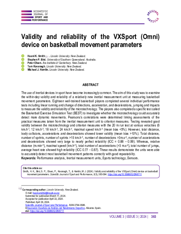 (PDF) Validity and reliability of the VXSport (Omni) device on ...
