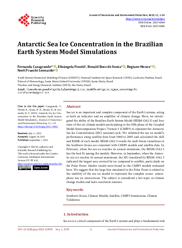 (PDF) Antarctic Sea Ice Concentration in the Brazilian Earth System ...