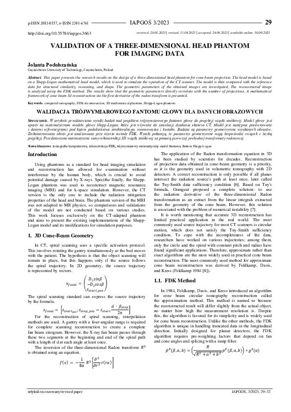 (PDF) Validation of a Three-Dimensional Head Phantom for Imaging Data