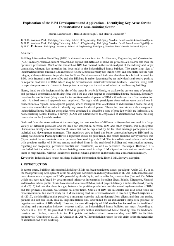 (PDF) Exploration of the BIM Development and Application : Identifying ...