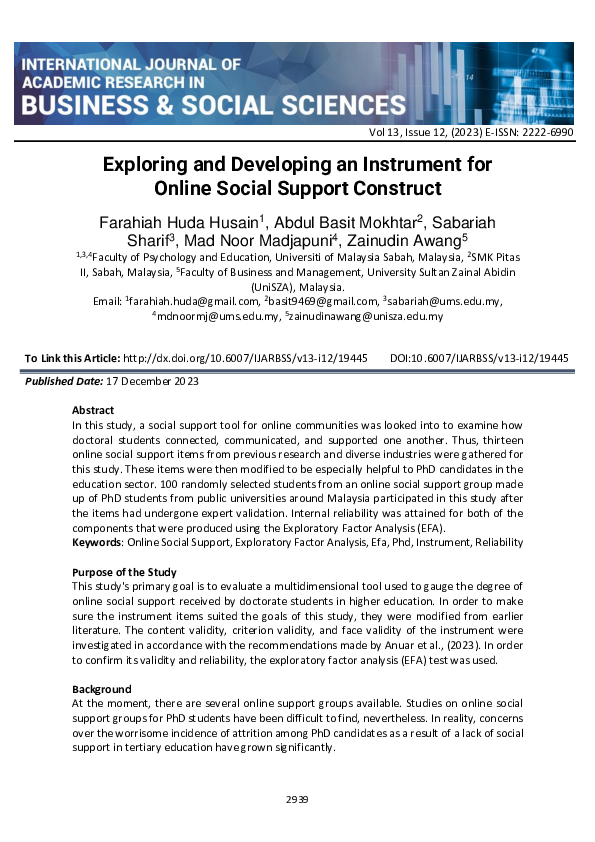 (PDF) Exploring and Developing an Instrument for Online Social Support ...