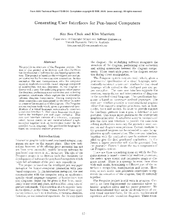(PDF) Generating User Interfaces for Pen-Based Computers
