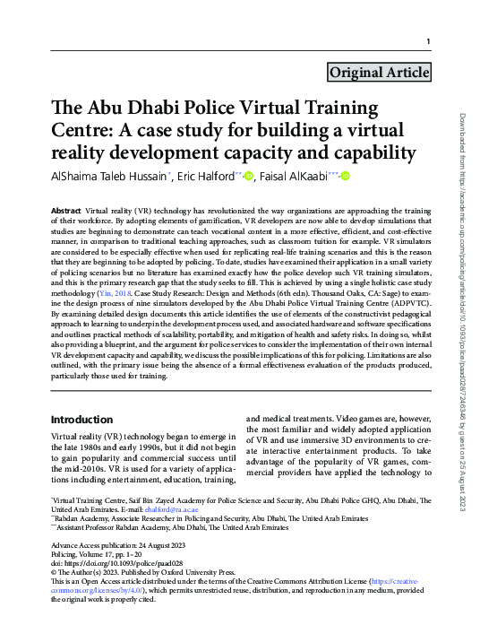 (PDF) The Abu Dhabi Police Virtual Training Centre: A case study for ...