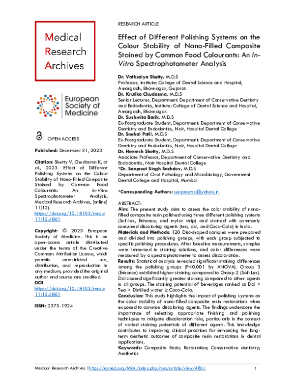 (PDF) Effect of Different Polishing Systems on the Colour Stability of ...
