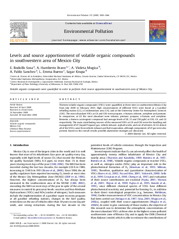 (PDF) Levels and source apportionment of volatile organic compounds in ...