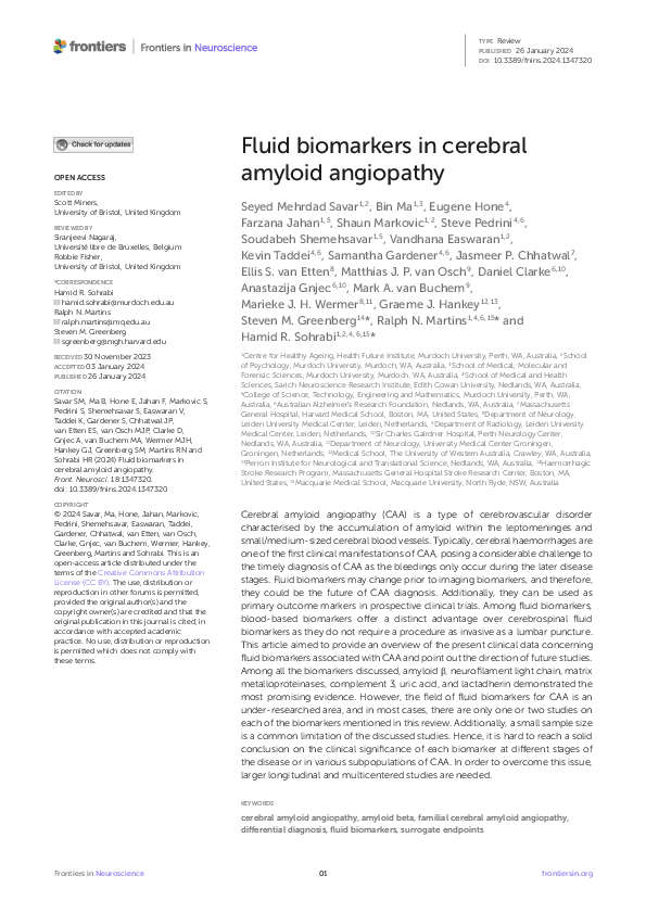 (PDF) Fluid biomarkers in cerebral amyloid angiopathy