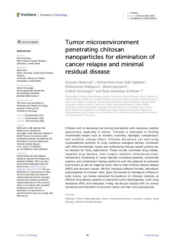 (PDF) Tumor microenvironment penetrating chitosan nanoparticles for ...