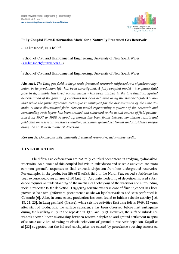 (PDF) Fully Coupled Flow-Deformation Model for a Naturally Fractured ...