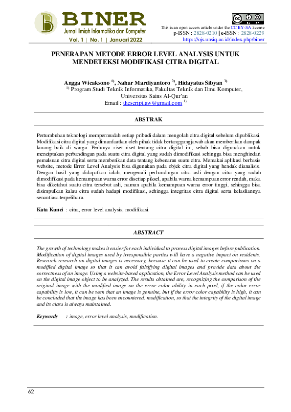 (PDF) Penerapan Metode Error Level Analysis Untuk Mendeteksi Modifikasi ...