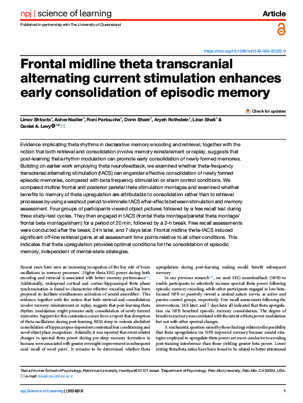 (PDF) Frontal midline theta transcranial alternating current ...