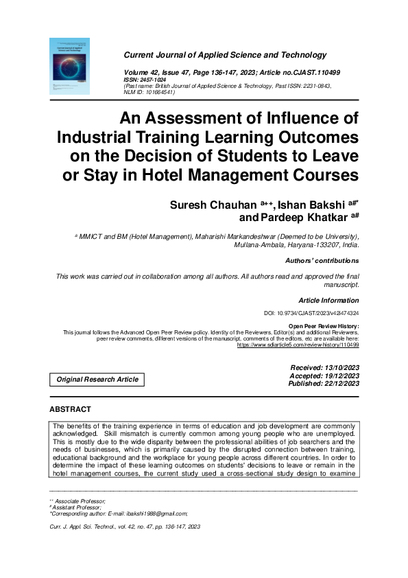 (PDF) An Assessment of Influence of Industrial Training Learning ...