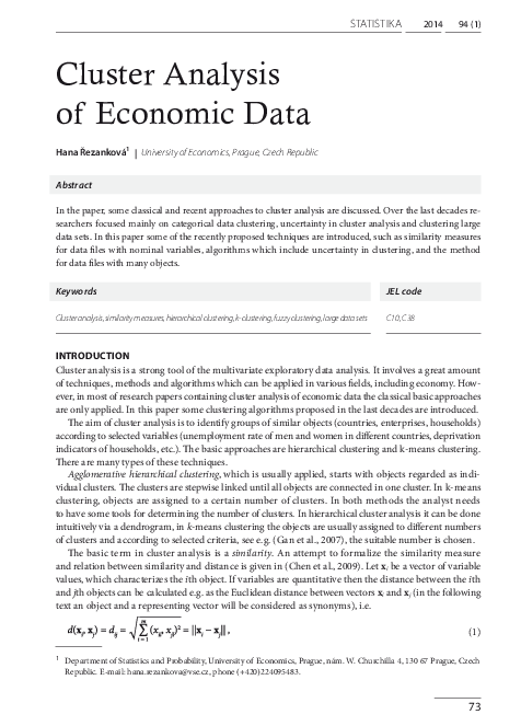 (PDF) Cluster Analysis of Economic Datas