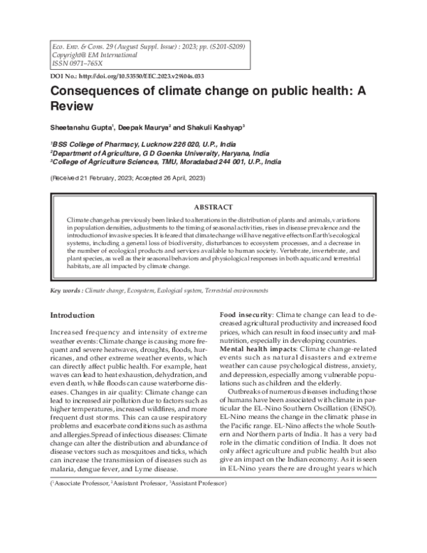 (PDF) Consequences of climate change on public health: A Review