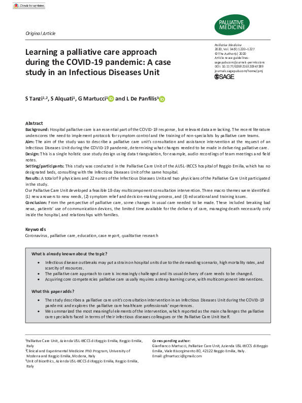 (PDF) Learning a palliative care approach during the COVID-19 pandemic ...