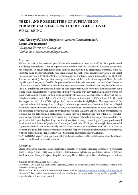(PDF) Needs and Possibilities of Supervision for Medical Staff for ...