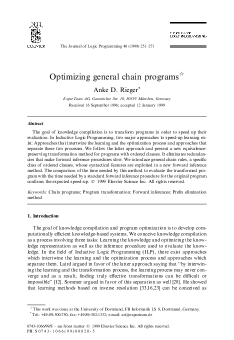 (PDF) Optimizing general chain programs