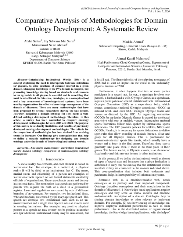 (PDF) Comparative Analysis of Methodologies for Domain Ontology ...