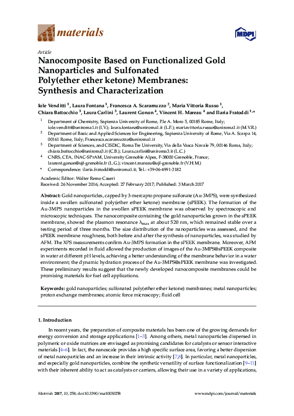 (PDF) Nanocomposite Based on Functionalized Gold Nanoparticles and ...