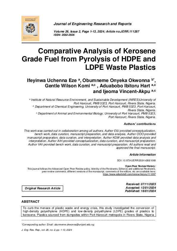 (PDF) Comparative Analysis of Kerosene Grade Fuel from Pyrolysis of ...