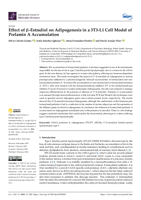 (PDF) Effect of β-Estradiol on Adipogenesis in a 3T3-L1 Cell Model of ...