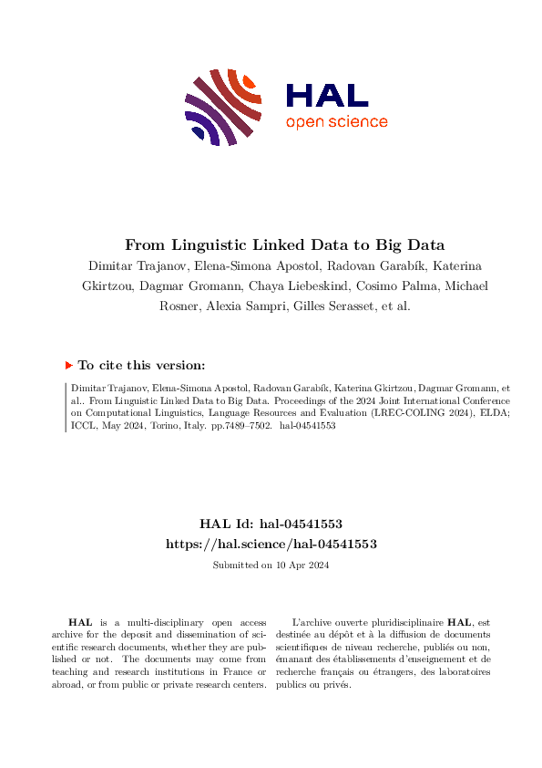 (PDF) From Linguistic Linked Data to Big Data