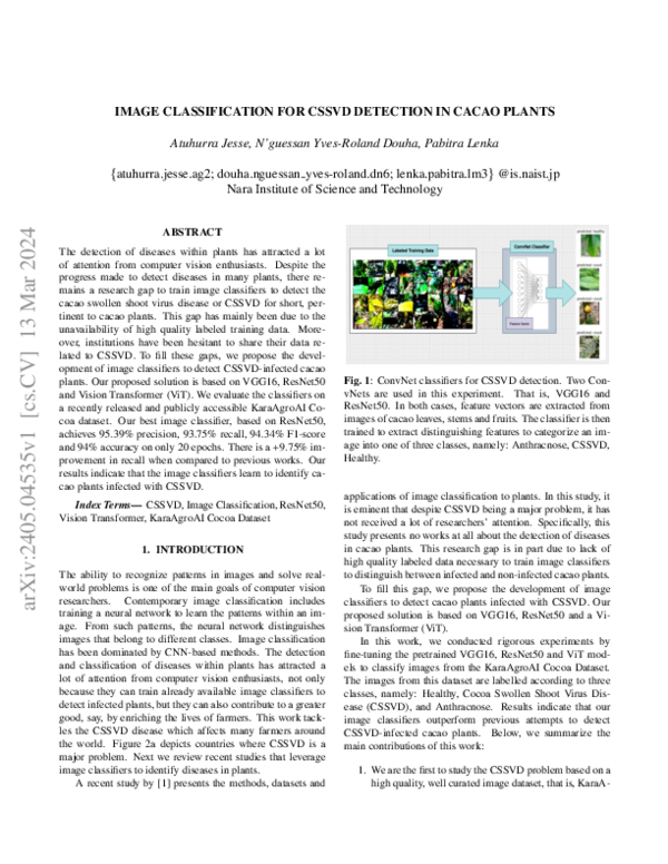 (PDF) Image Classification for CSSVD Detection in Cacao Plants