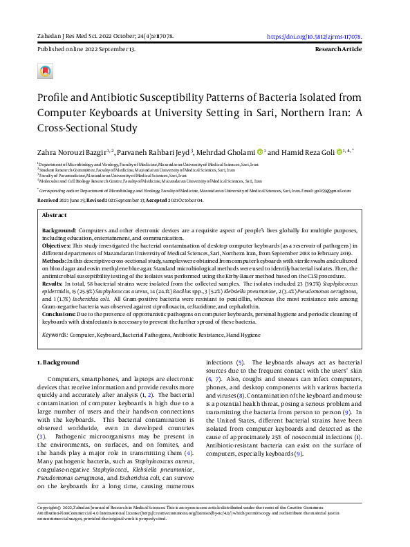 (PDF) Profile and Antibiotic Susceptibility Patterns of Bacteria ...