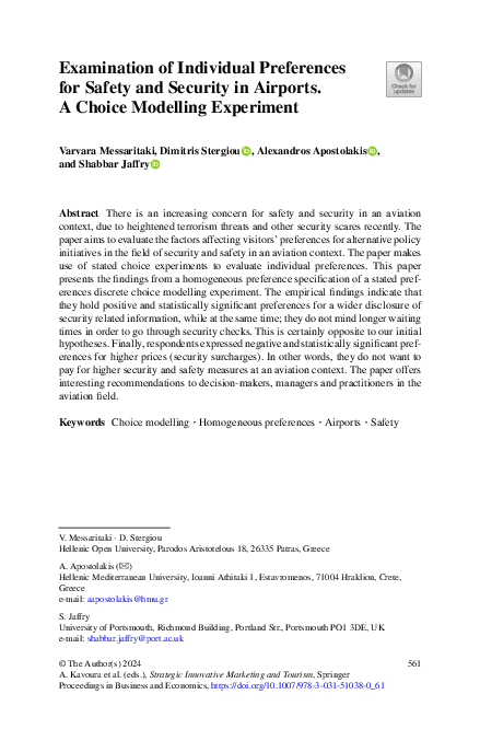 (PDF) Examination of Individual Preferences for Safety and Security in ...