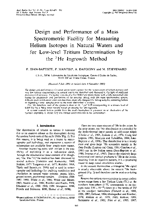 (PDF) Design and performance of a mass spectrometric facility for ...
