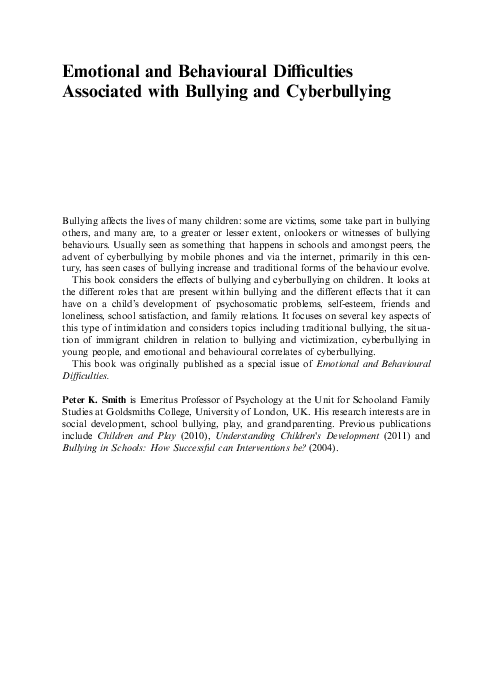 (PDF) Emotional and Behavioural Difficulties Associated with Bullying ...