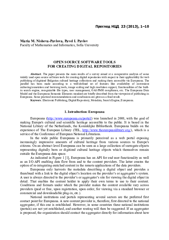 (PDF) Open Source Software Tools for Creating Digital Repositories