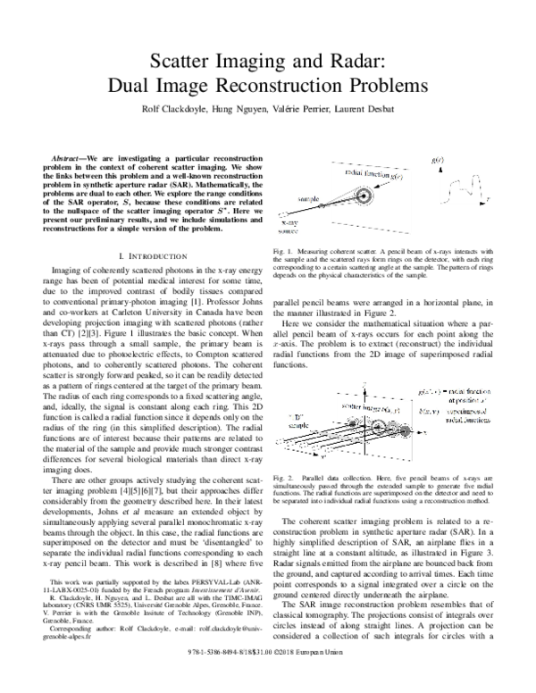 (PDF) Scatter Imaging and Radar: Dual Image Reconstruction Problems