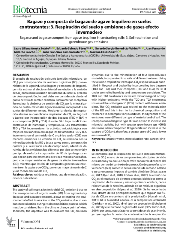 (PDF) Bagasse and bagasse compost from agave tequilero in contrasting ...