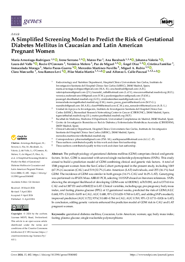 (PDF) A Simplified Screening Model to Predict the Risk of Gestational ...