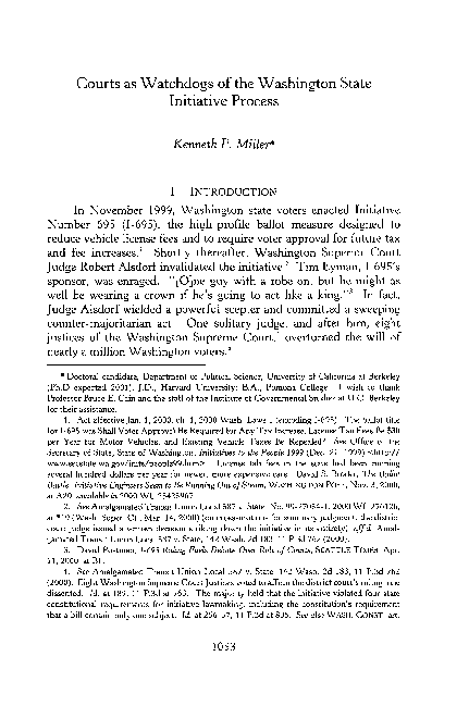 (PDF) Courts as Watchdogs of the Washington State Initiative Process