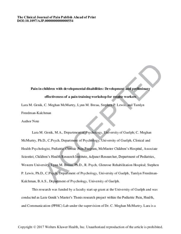 Chronic Pain in Children With Developmental Disabilities - News Directory 3