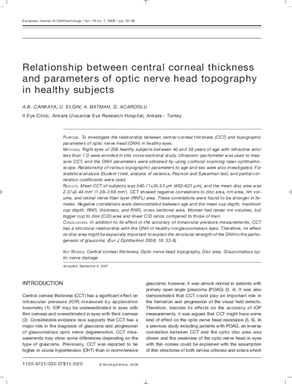 (PDF) Relationship between Central Corneal Thickness and Parameters of ...