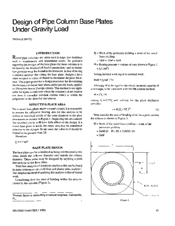 (PDF) Design of Pipe Column Base Plates Under Gravity Load